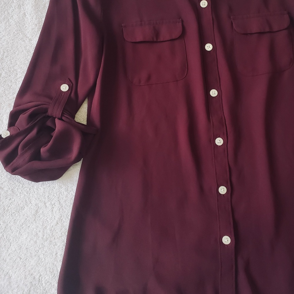 LOFT Burgundy Blouse - Picture 4 of 12